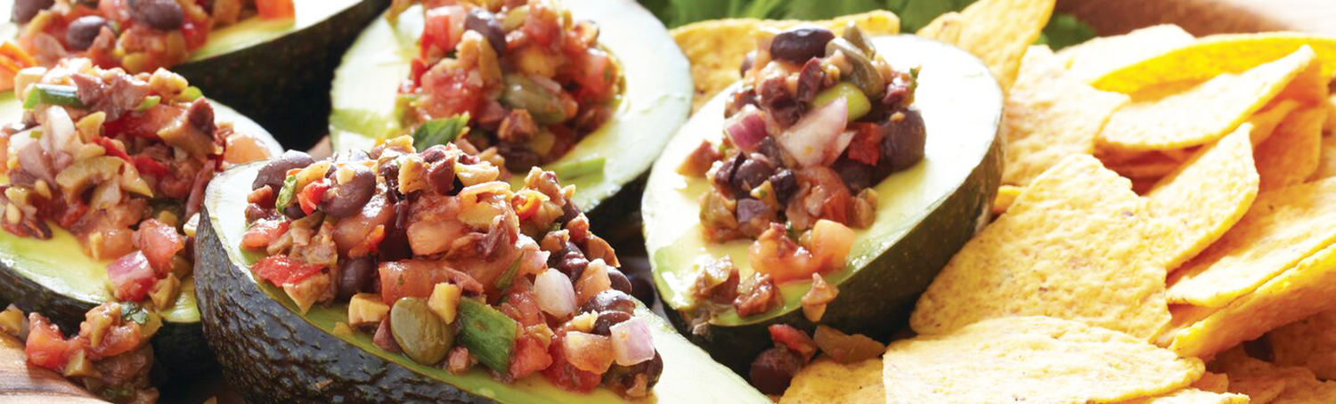 Olive Bruschetta Stuffed Avocados
