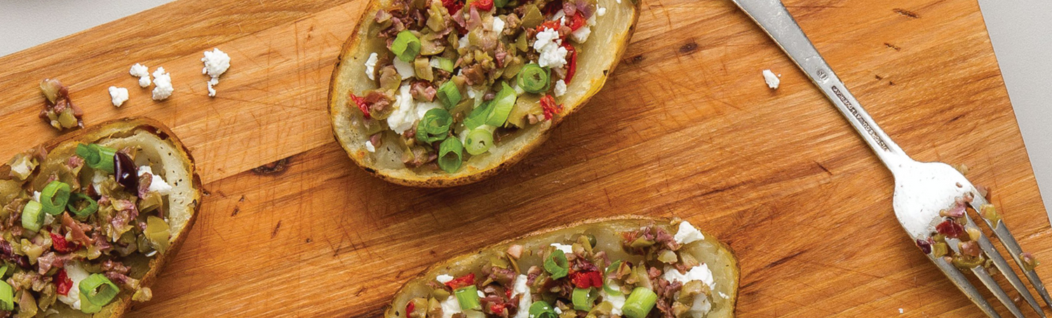 Olive Bruschetta Potato Skins