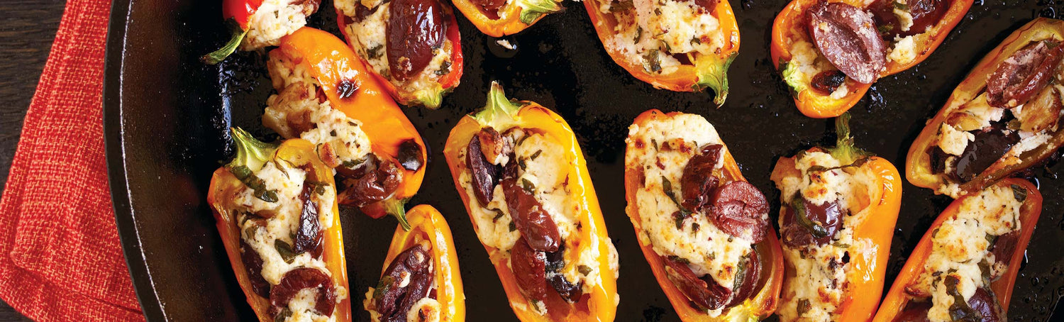 Basil, Goat Cheese & Kalamata Stuffed Peppers