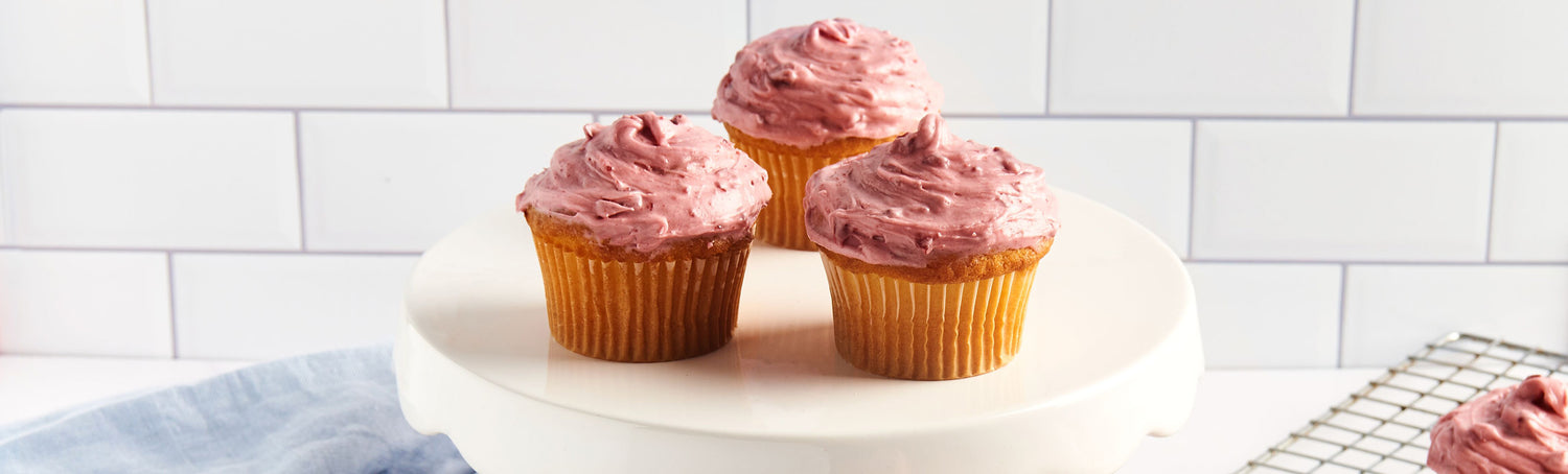 Vanilla Cupcakes with Sour Cherry Frosting