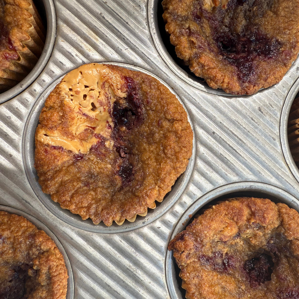 Peanut Butter & Sour Cherry Muffins