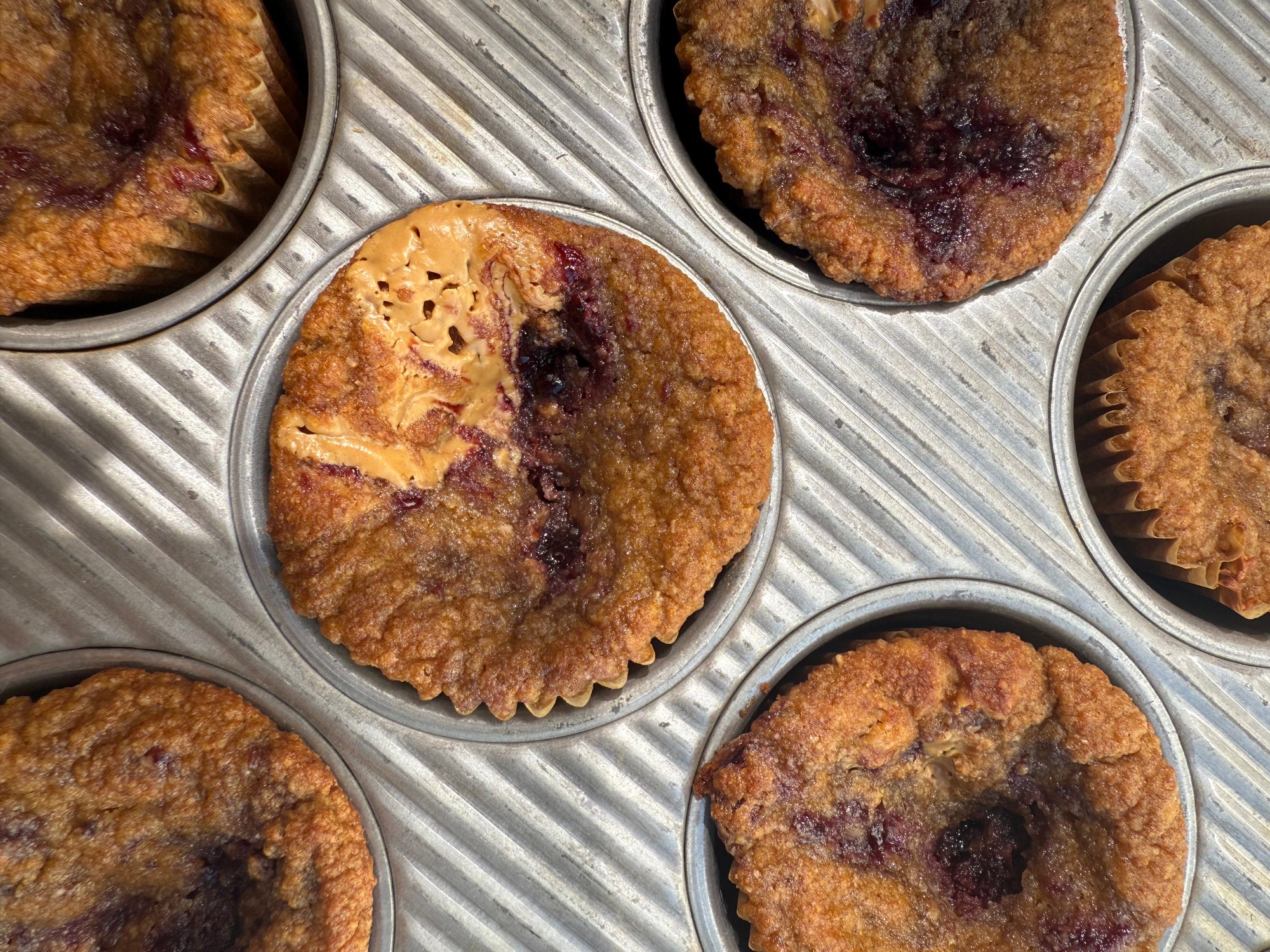 Peanut Butter & Sour Cherry Muffins