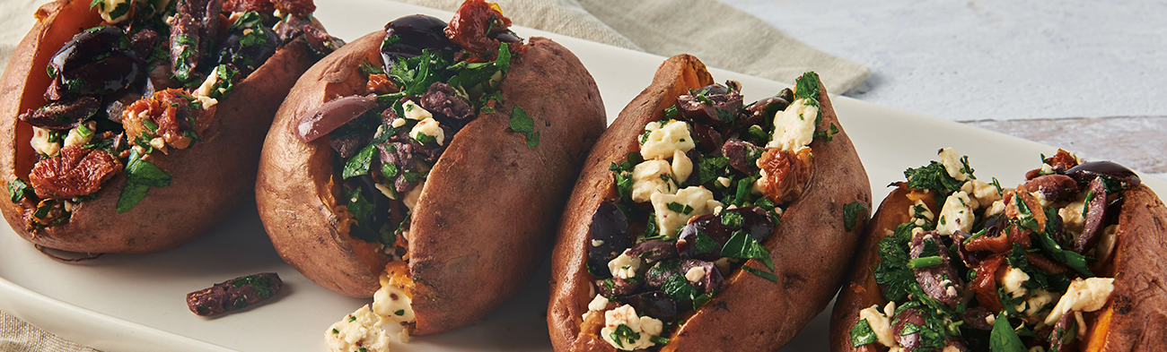Kalamata & Feta Stuffed Sweet Potatoes