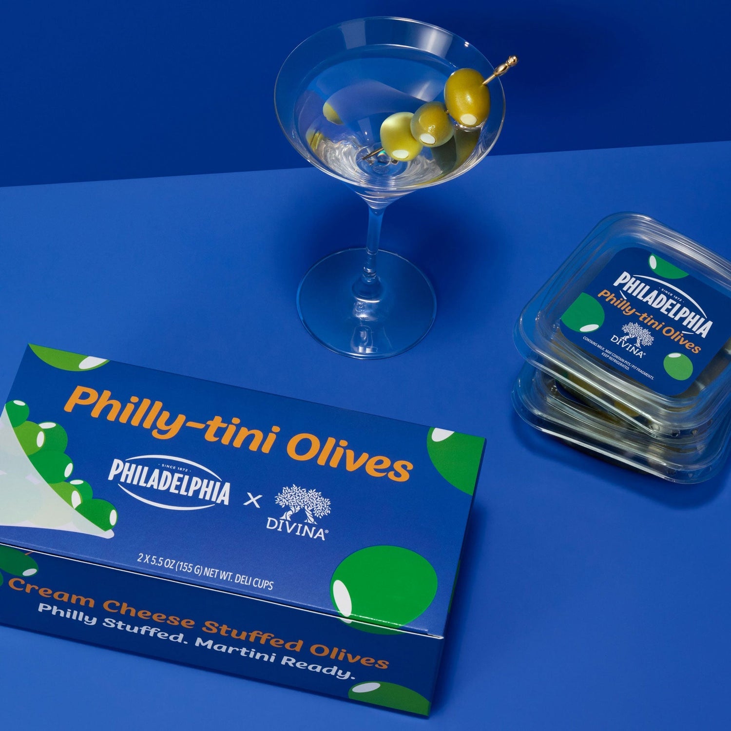 Sip into Summer with Philly-tini Stuffed Olives from Divina & Philadelphia Cream Cheese