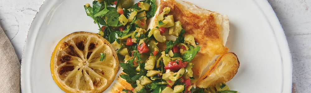 Salsa Verde Grilled Halibut