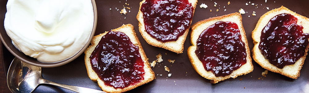 Sour Cherry Spread Cake with Bourbon Whipped Cream