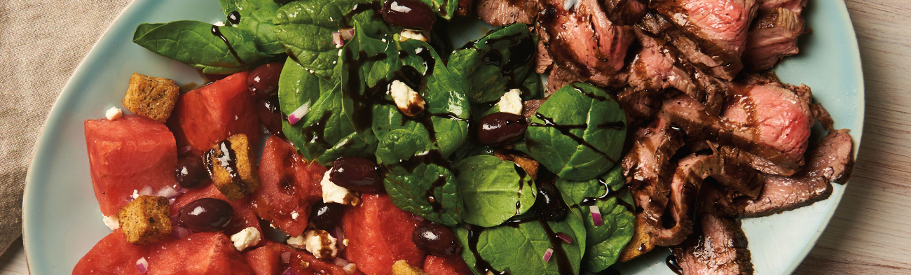 Steak, Kalamata & Watermelon Salad