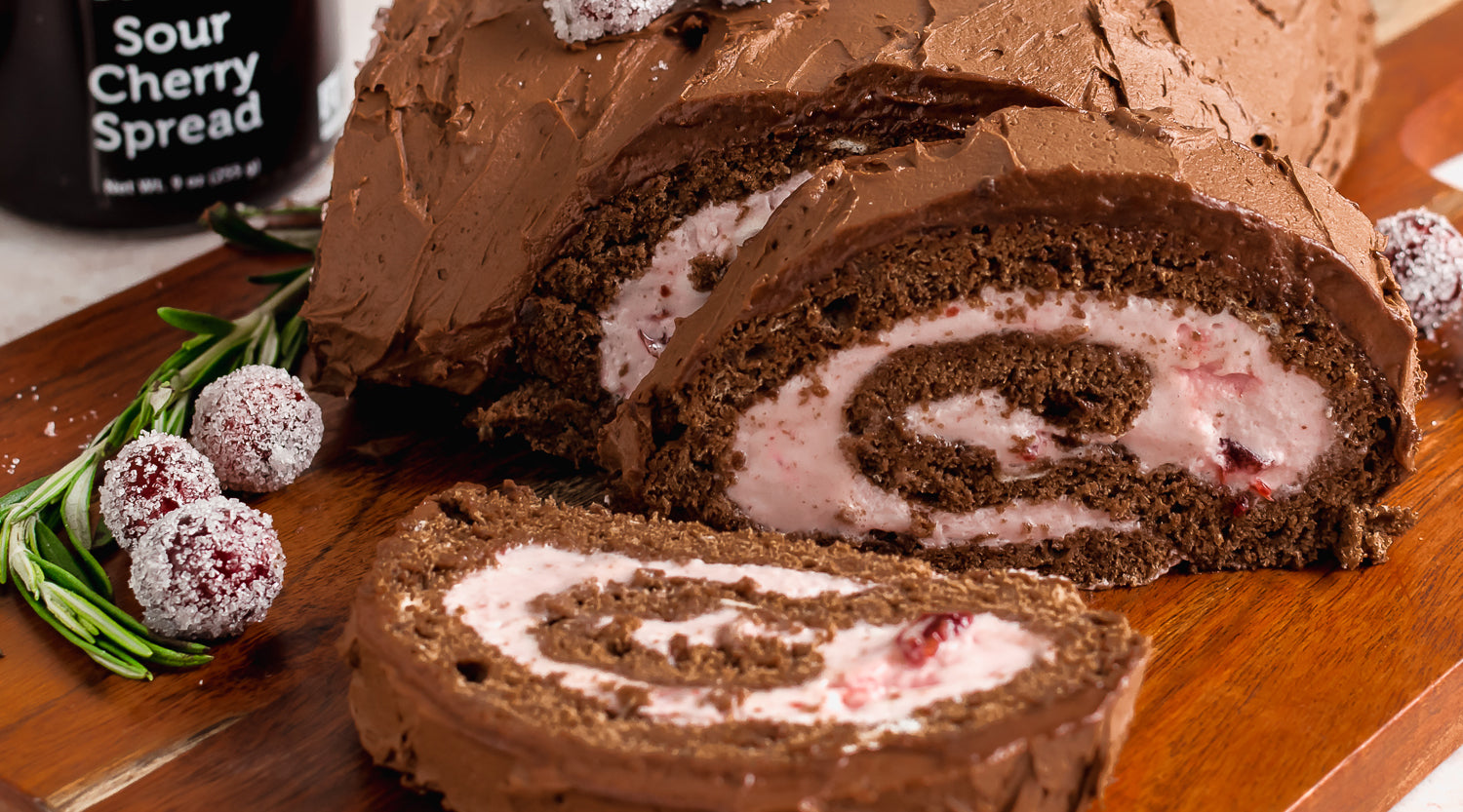 Buche de Noel with Sour Cherry Spread Filling