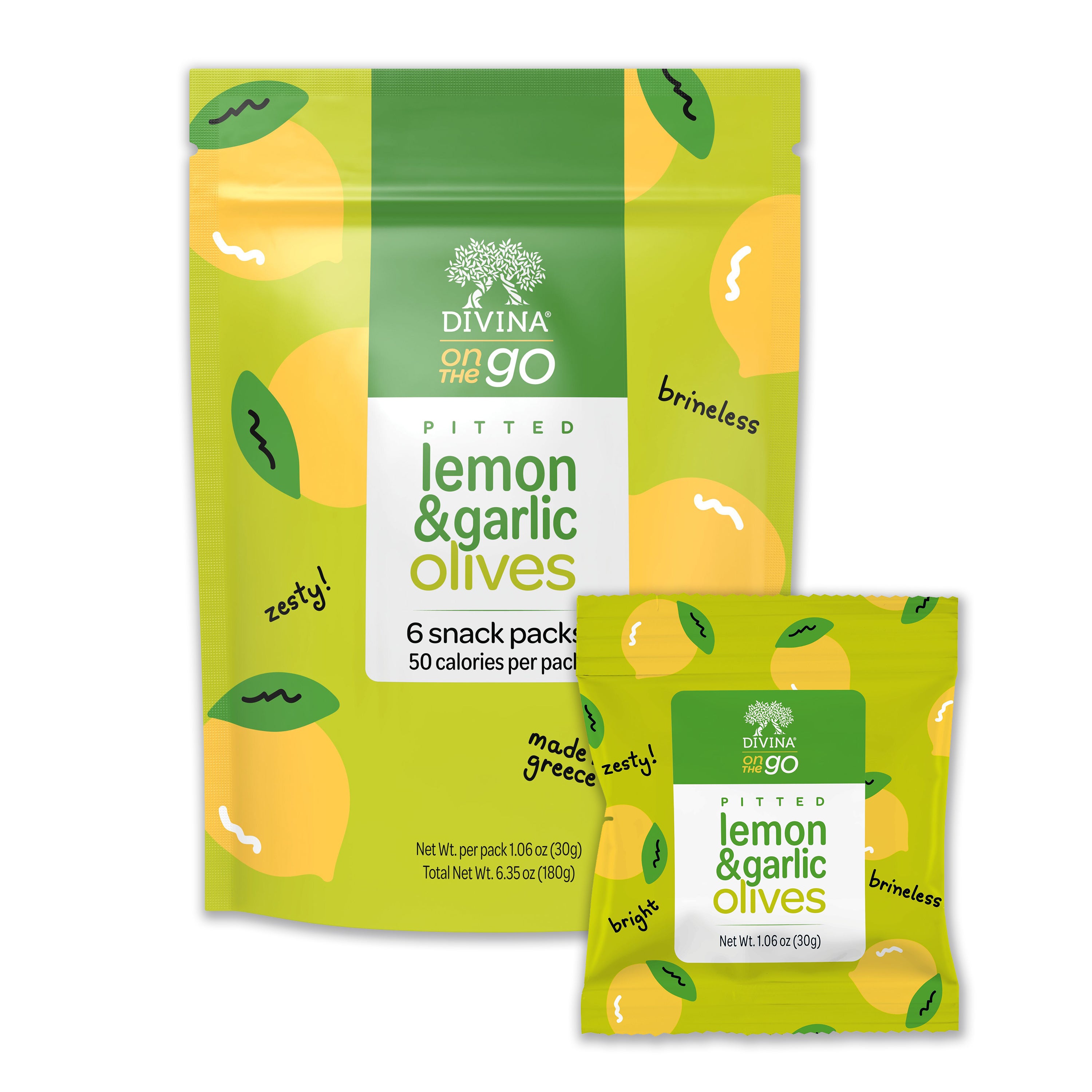 On the Go Pitted Lemon & Garlic Olives (6 Pack)